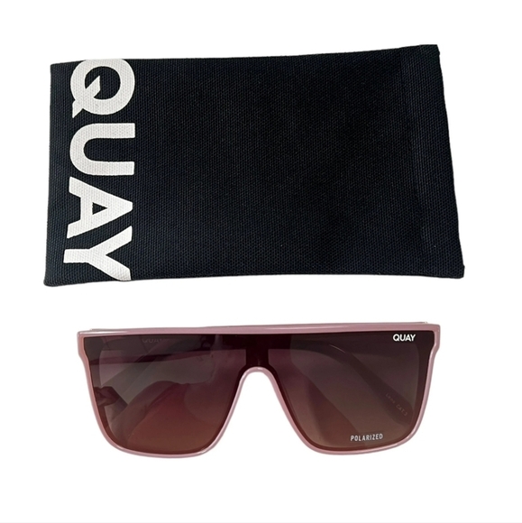 New Quay Australia NIGHTFALL Oversized Polarized Rose-Tinted Sunglasses - Picture 3 of 9